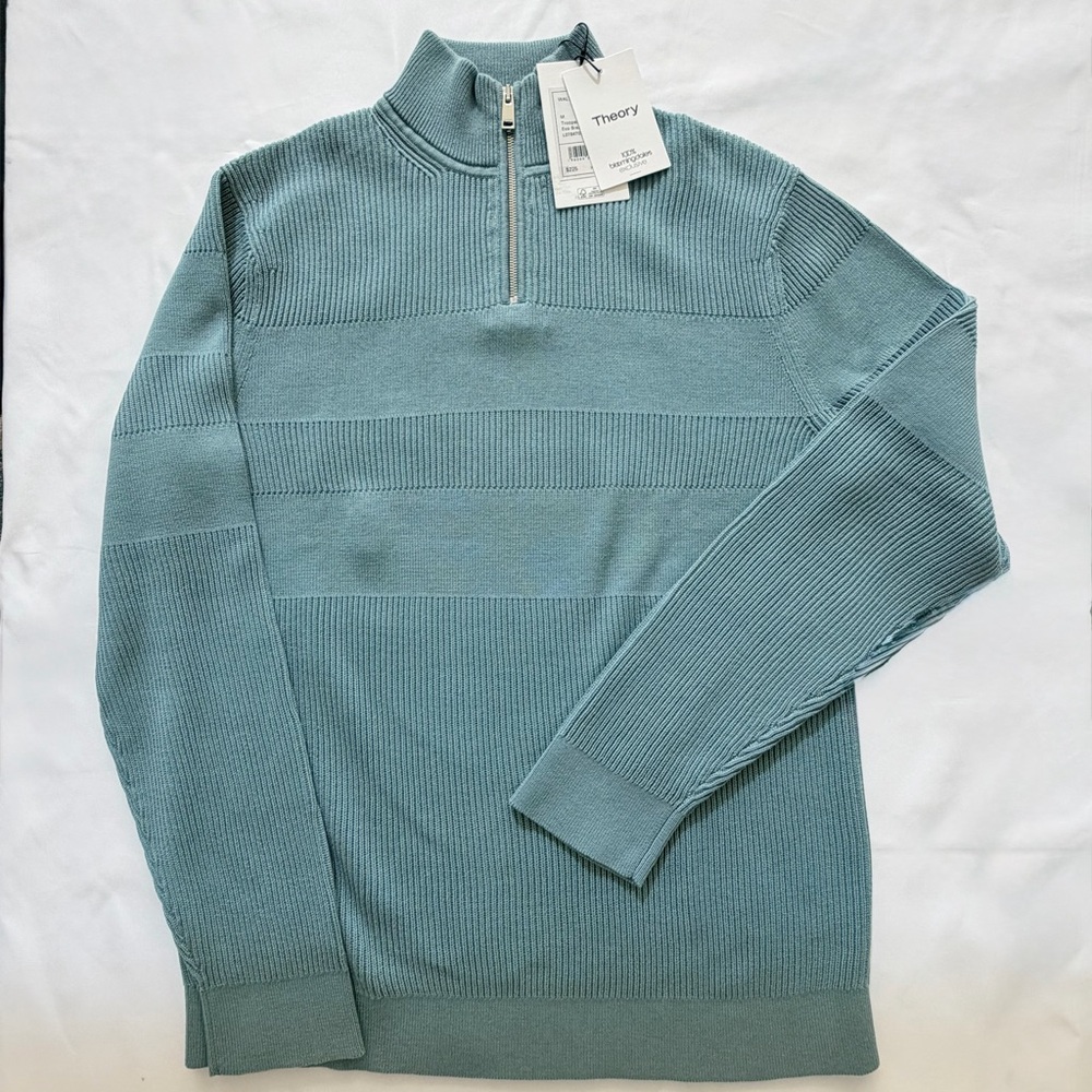 Theory Men’s NWT 100% cotton lightweight half zip sweater Size M